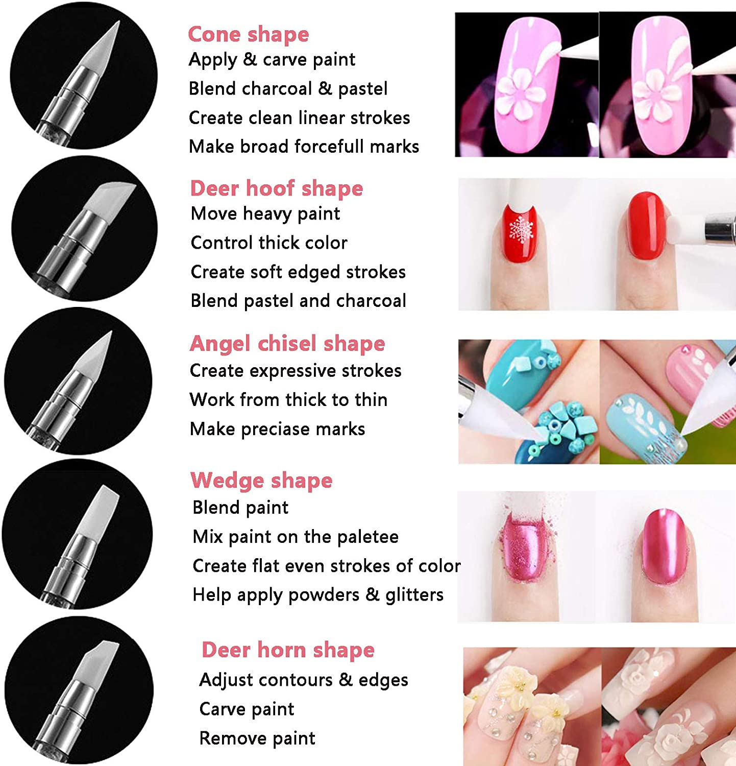 5 Piece Nail Art Sculpting Pens