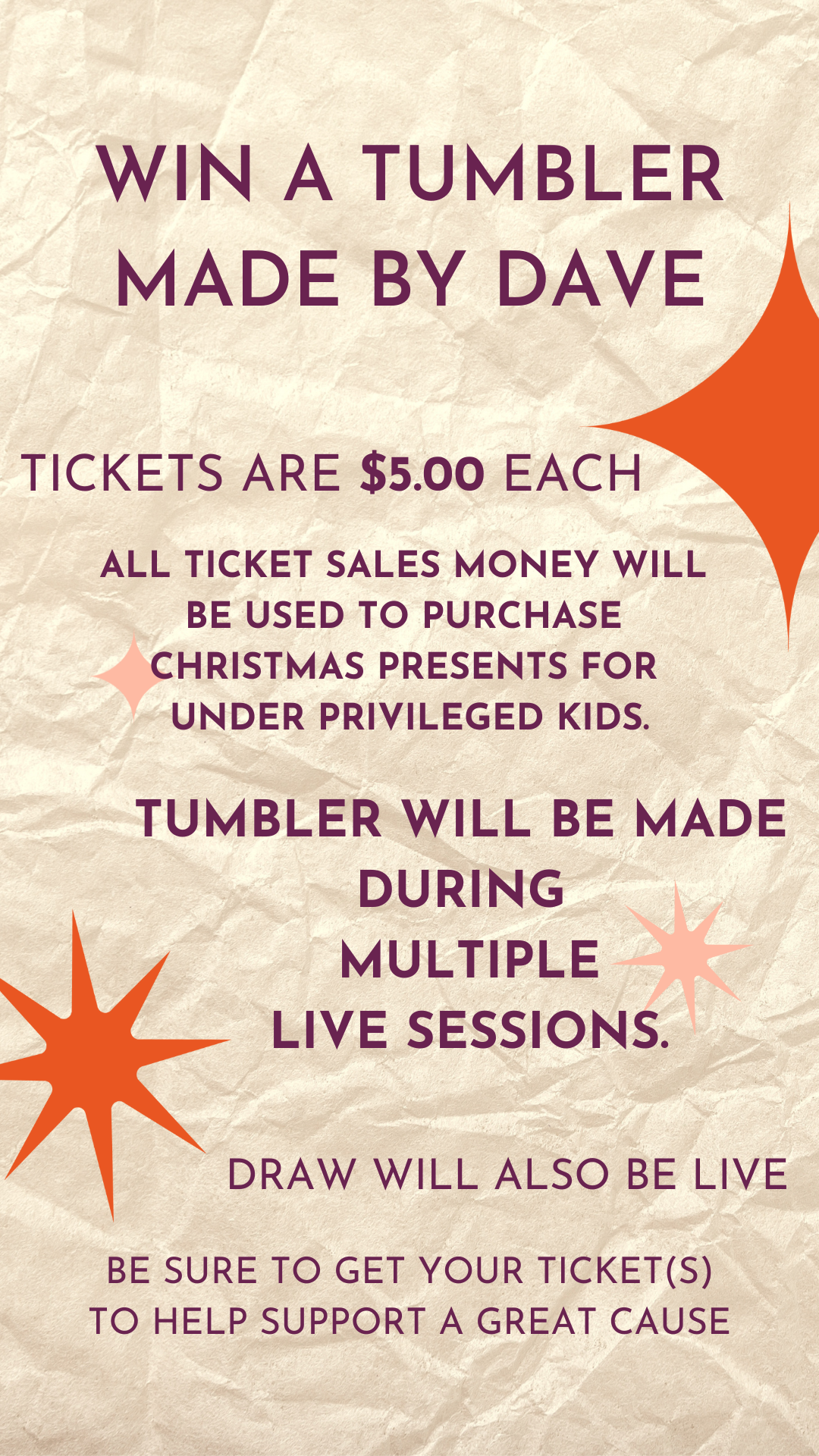Tickets for WIN A TUMBLER