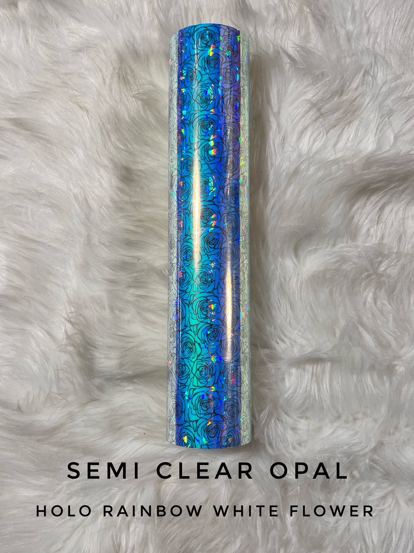 Semi Clear Opal - Holo Rainbow White Flower